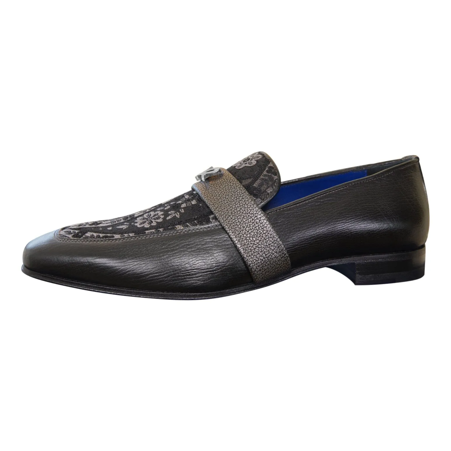 Nero Gunmetal Paisley With Silver Hardware Loafer