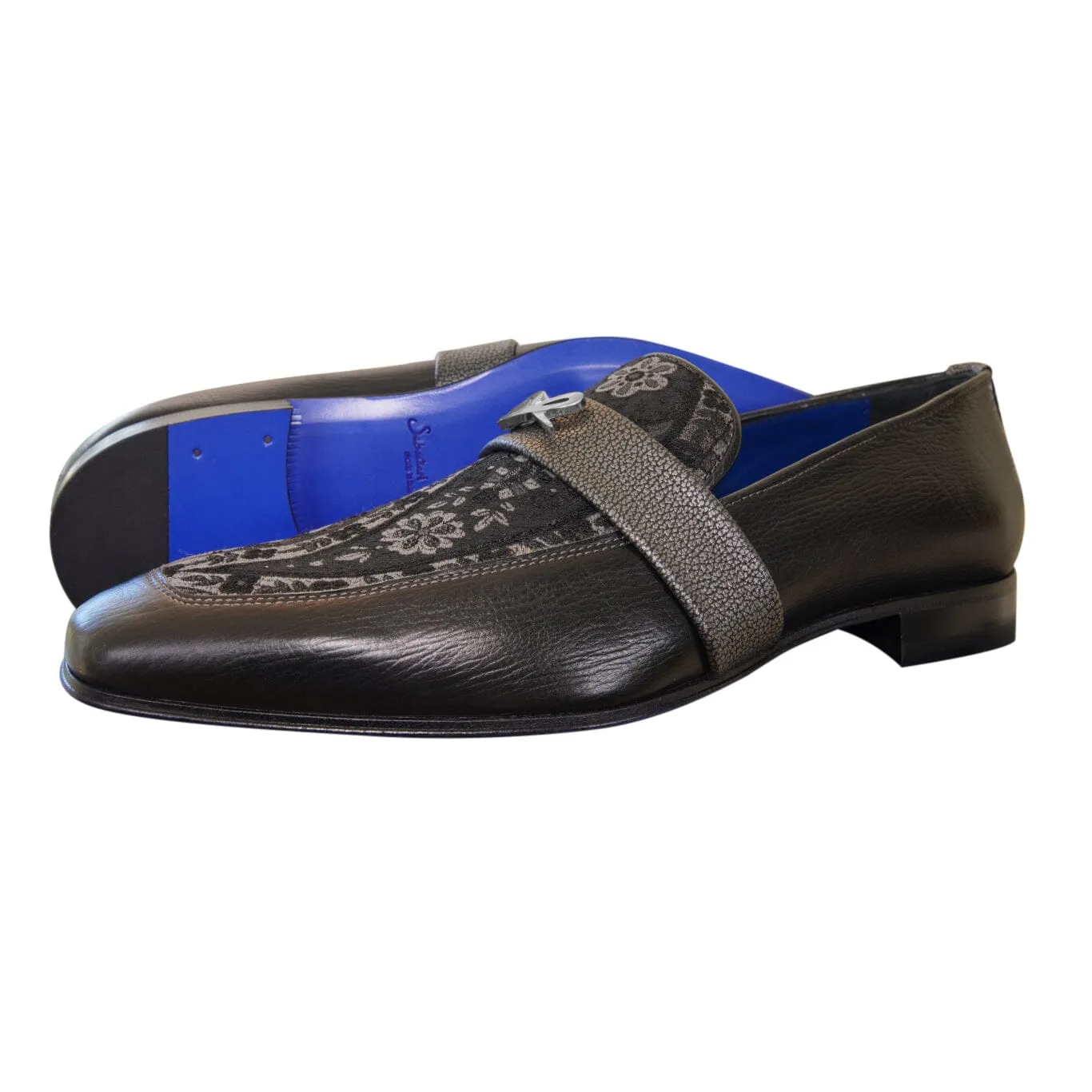 Nero Gunmetal Paisley With Silver Hardware Loafer