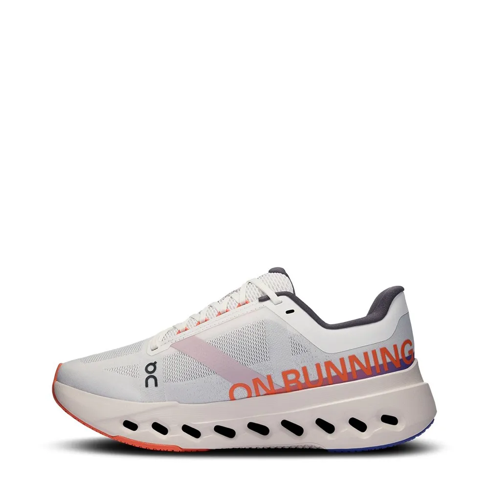 On Women's Cloudsurfer Next Sneaker in White/Flame