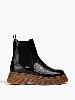 Patent textured-leather platform Chelsea boots