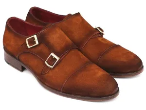 Paul Parkman Men's Captoe Double Monkstrap Antique Camel Suede