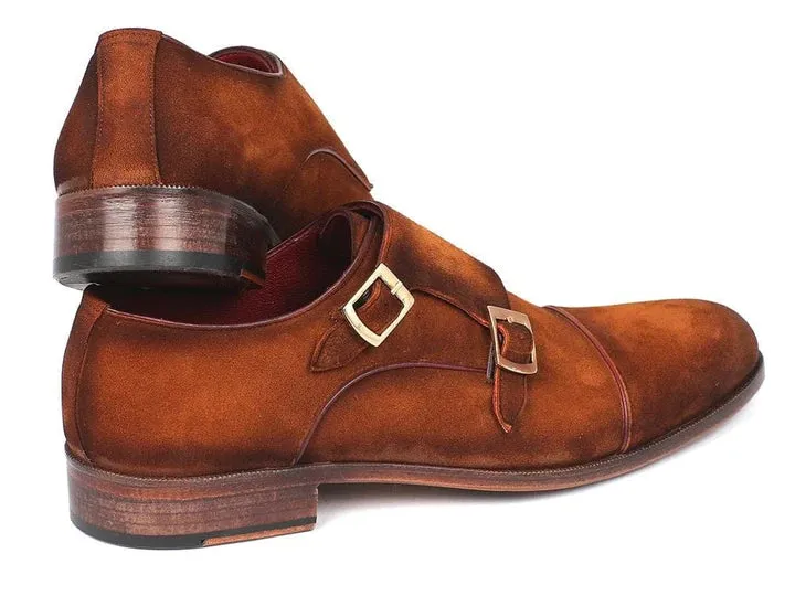 Paul Parkman Men's Captoe Double Monkstrap Antique Camel Suede