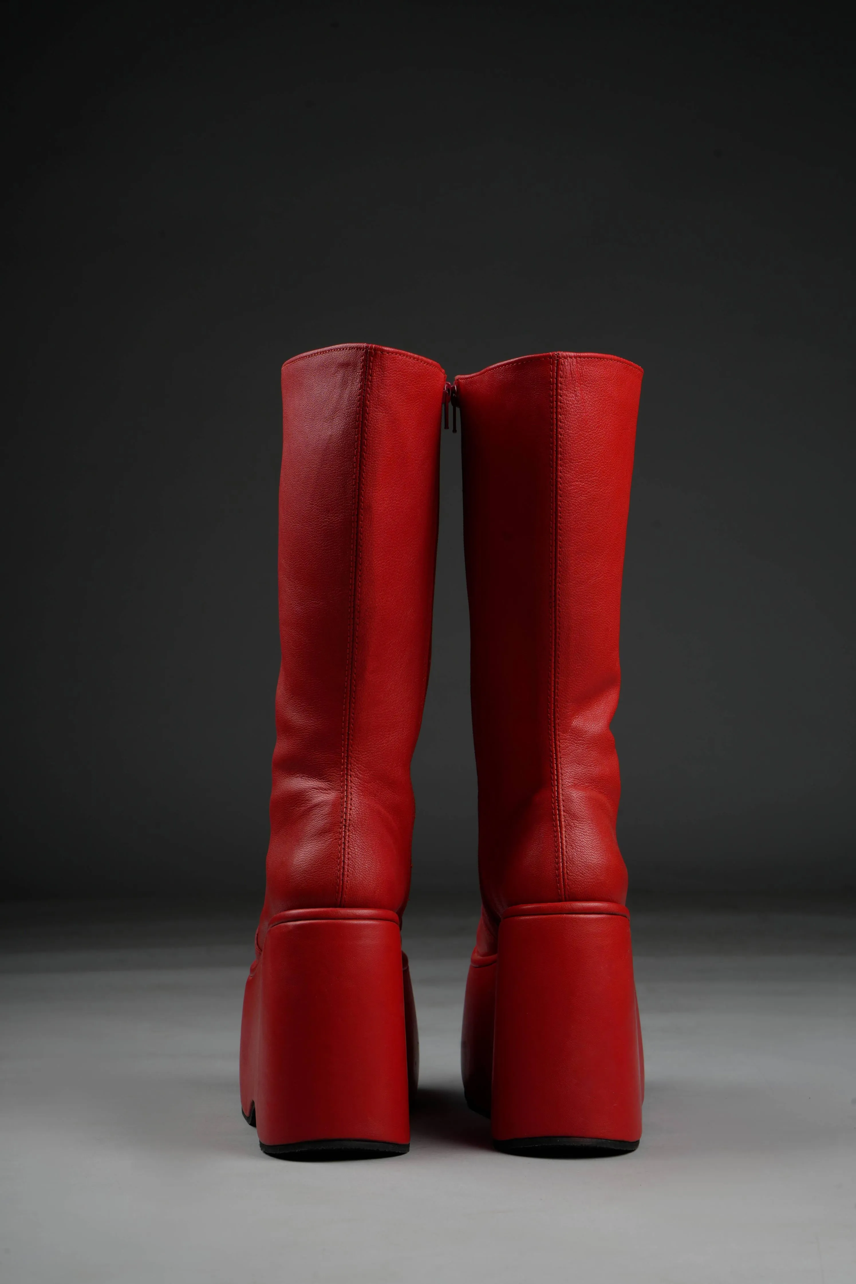 Pluto High Platform Boots in Red