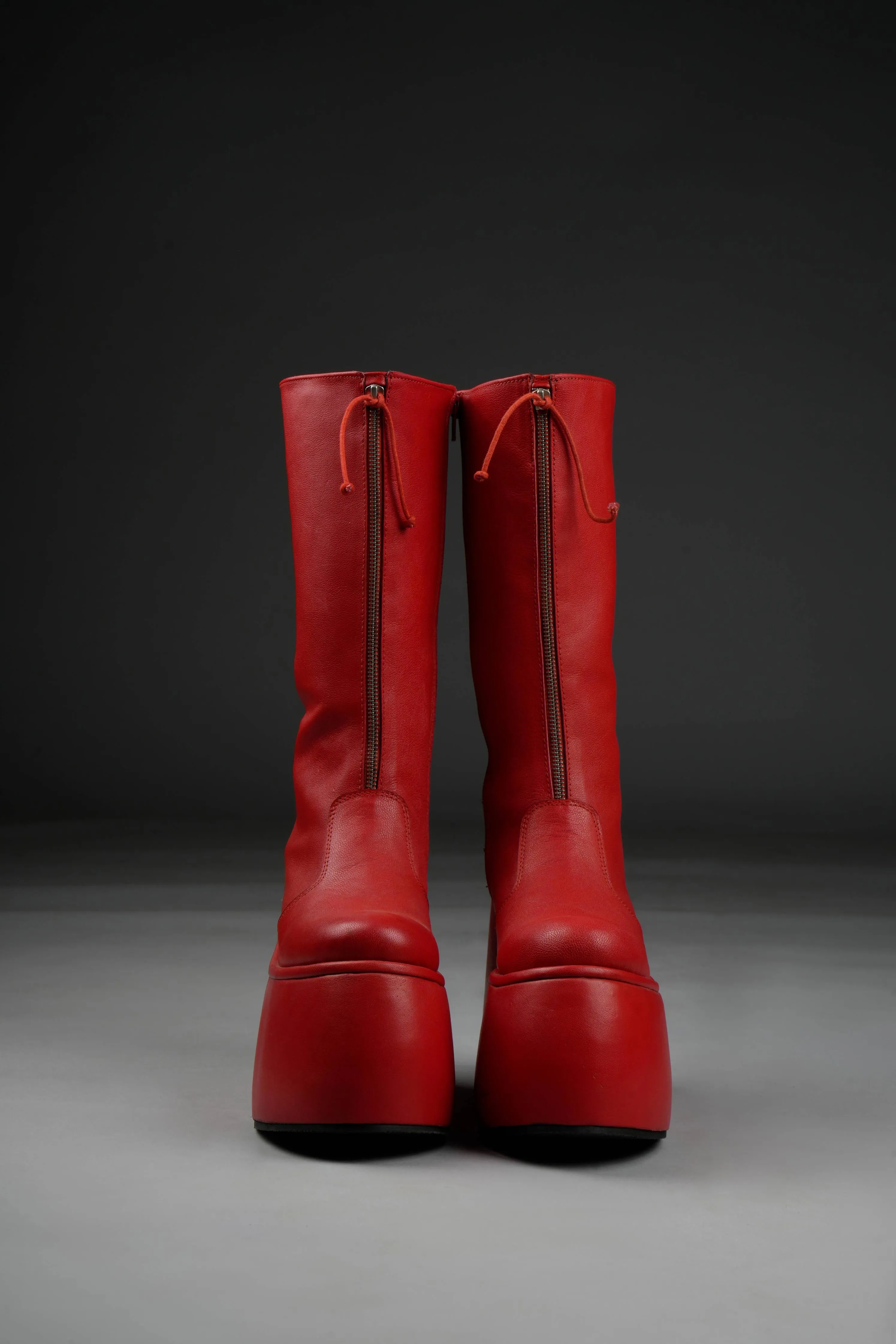 Pluto High Platform Boots in Red