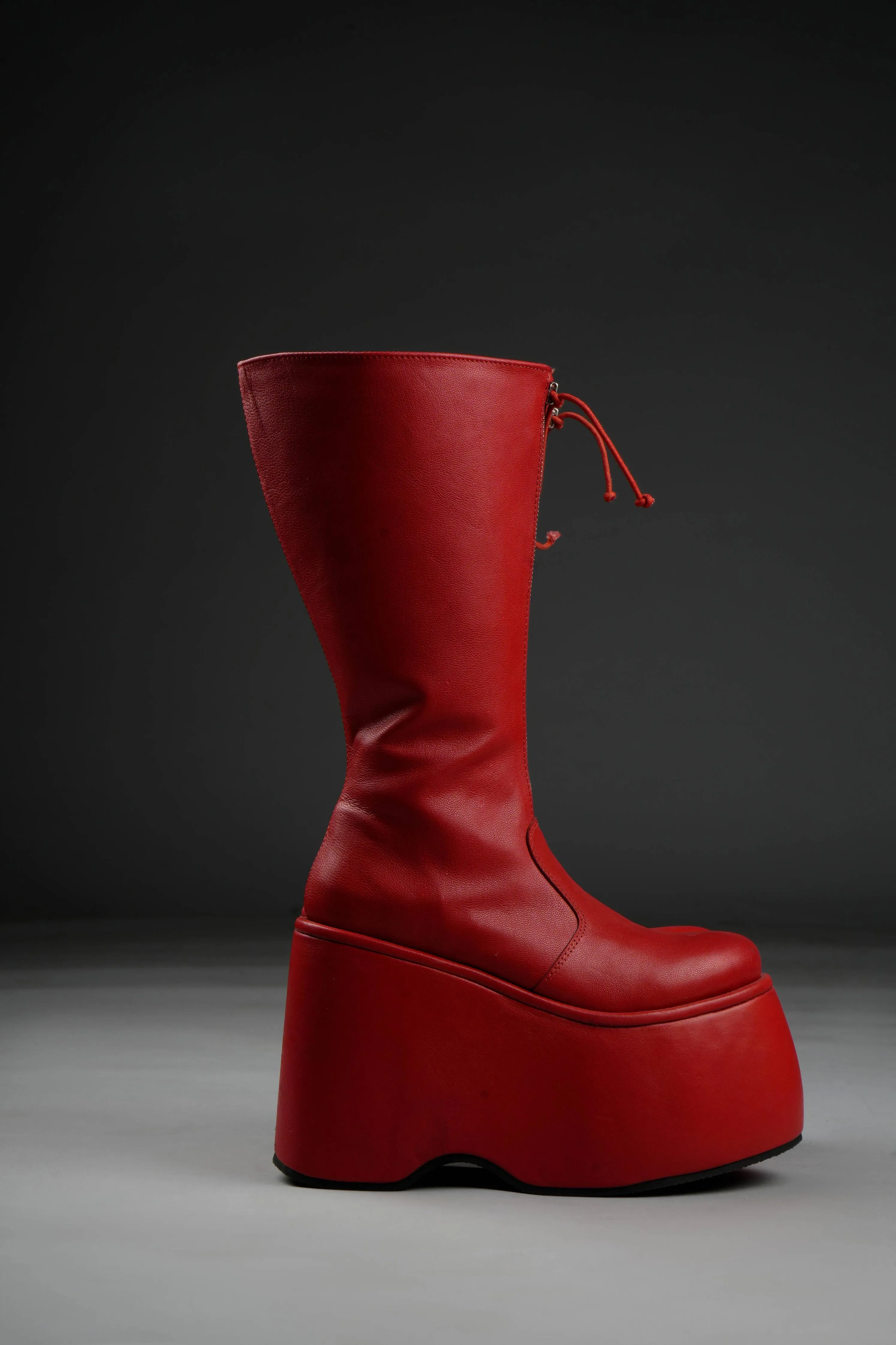 Pluto High Platform Boots in Red