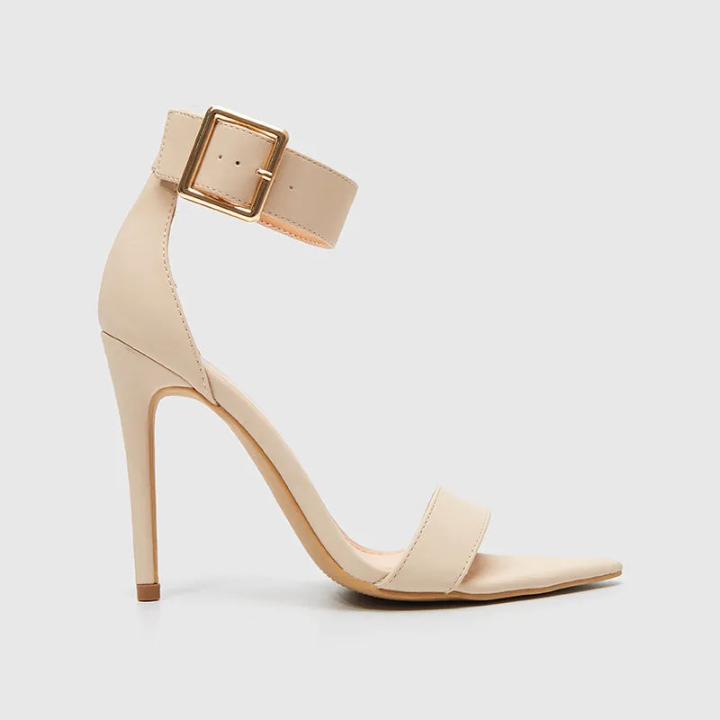 Pointy Toe Ankle Strap Heeled Sandals