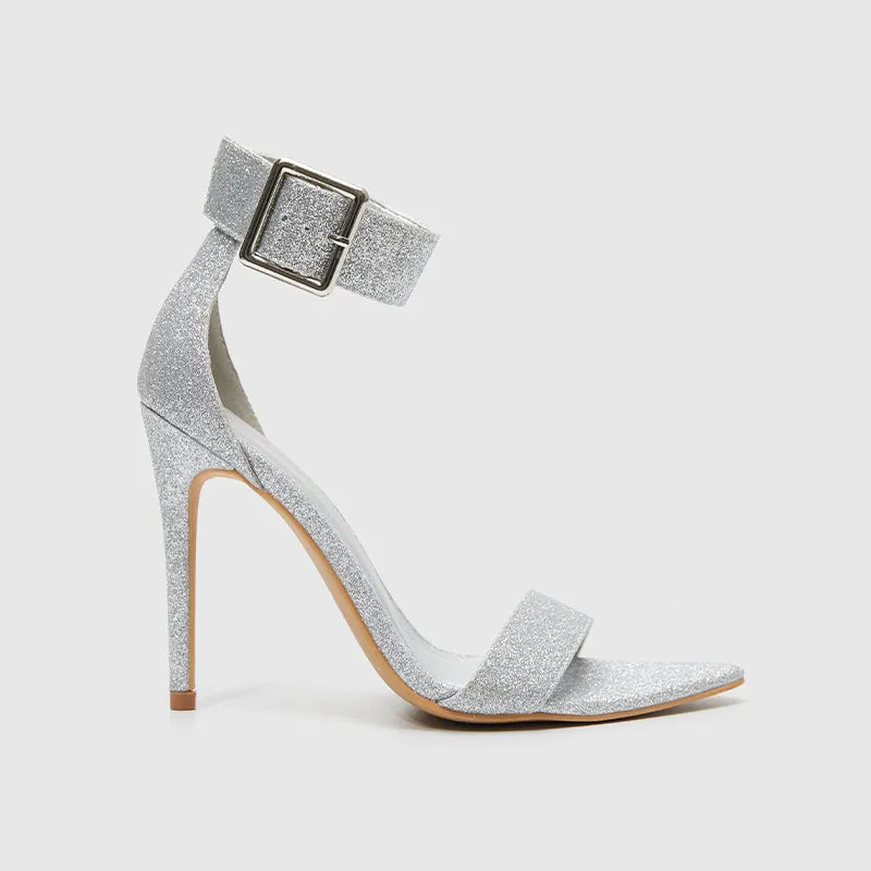 Pointy Toe Ankle Strap Heeled Sandals