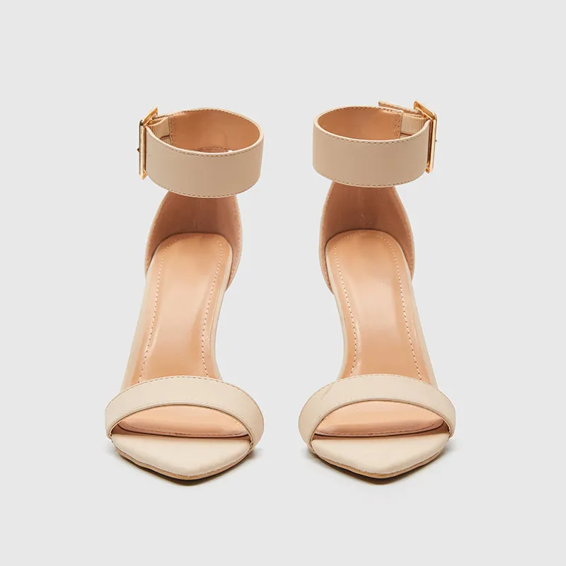 Pointy Toe Ankle Strap Heeled Sandals