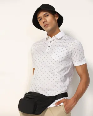 Polo White Printed T-Shirt - Sky