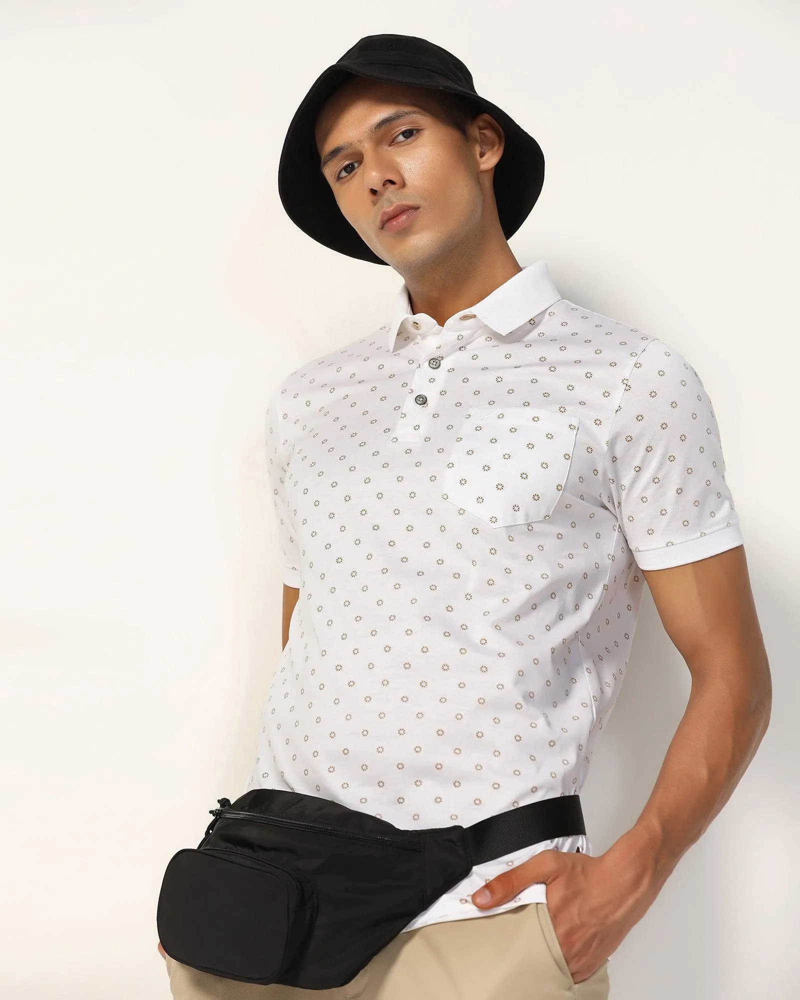 Polo White Printed T-Shirt - Sky