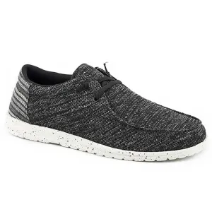 Roper Hang Loose Canvas Chukka (Black Mix / Stripes) - Mens Moccasin