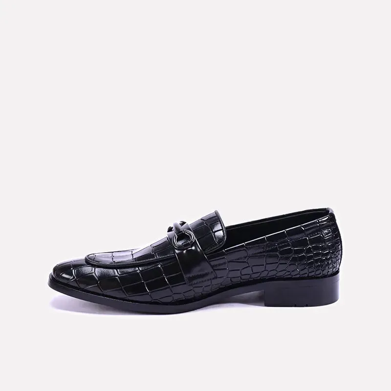 Savoy Black Crocodile Loafers Shoes 0111101