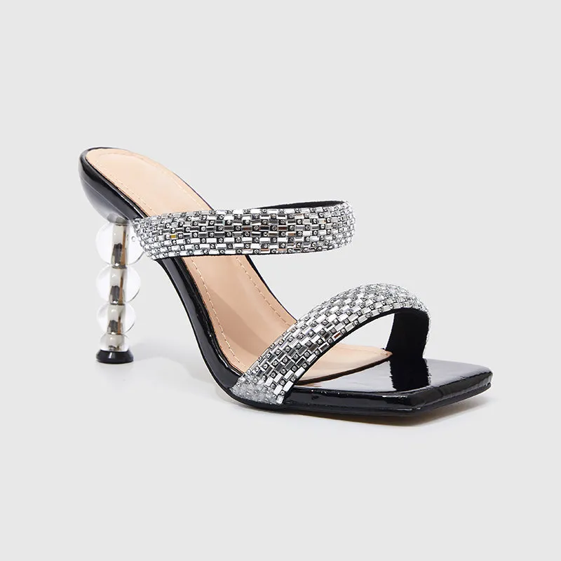 Slides Square Toe Heeled Sandals