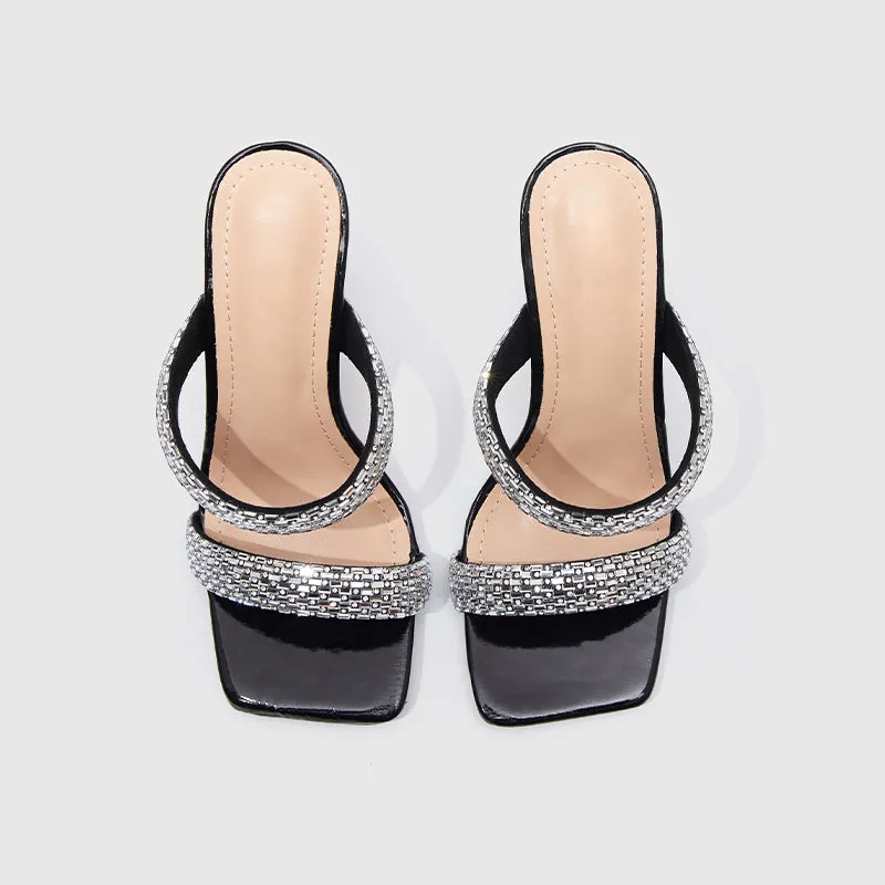 Slides Square Toe Heeled Sandals