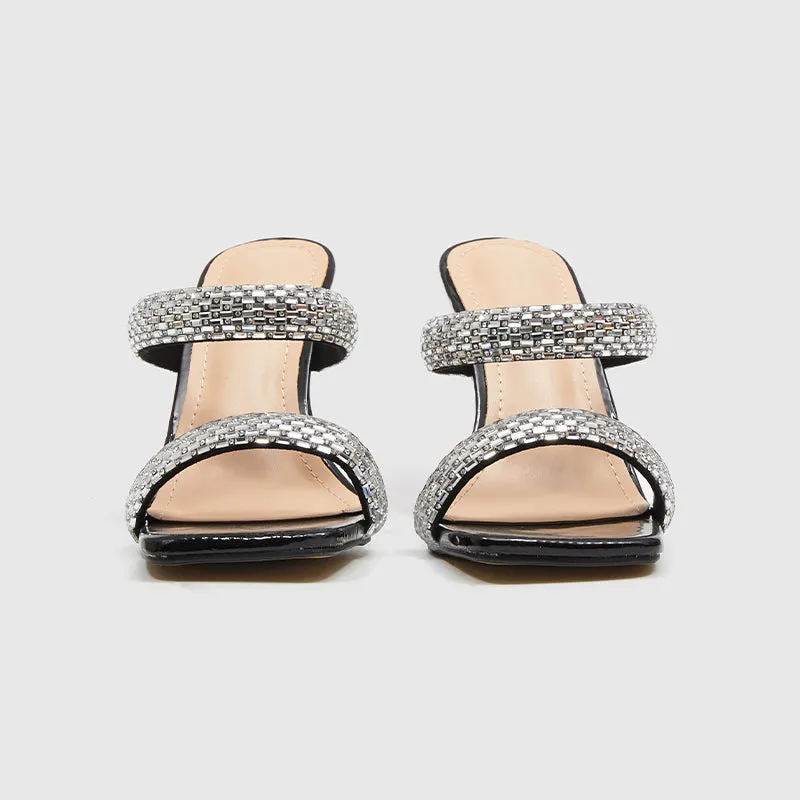 Slides Square Toe Heeled Sandals