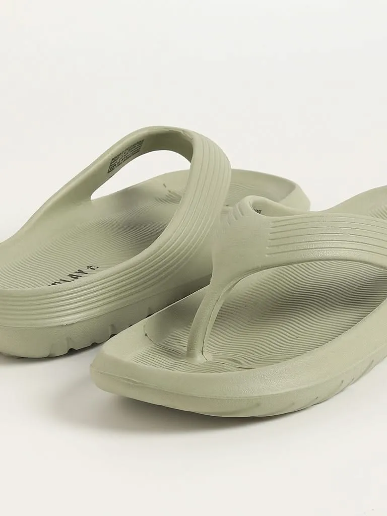 SOLEPLAY Sage Ribbed Textured Flip-Flops