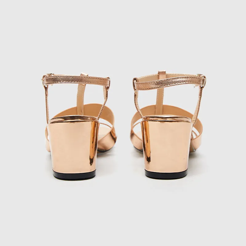 Square Toe Ankle Strap Heeled Sandals