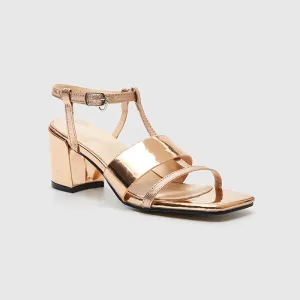 Square Toe Ankle Strap Heeled Sandals