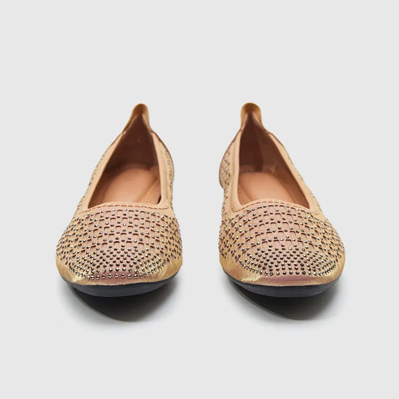 Square Toe Soft Sole Casual Flats Gold