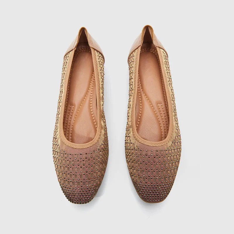 Square Toe Soft Sole Casual Flats Gold