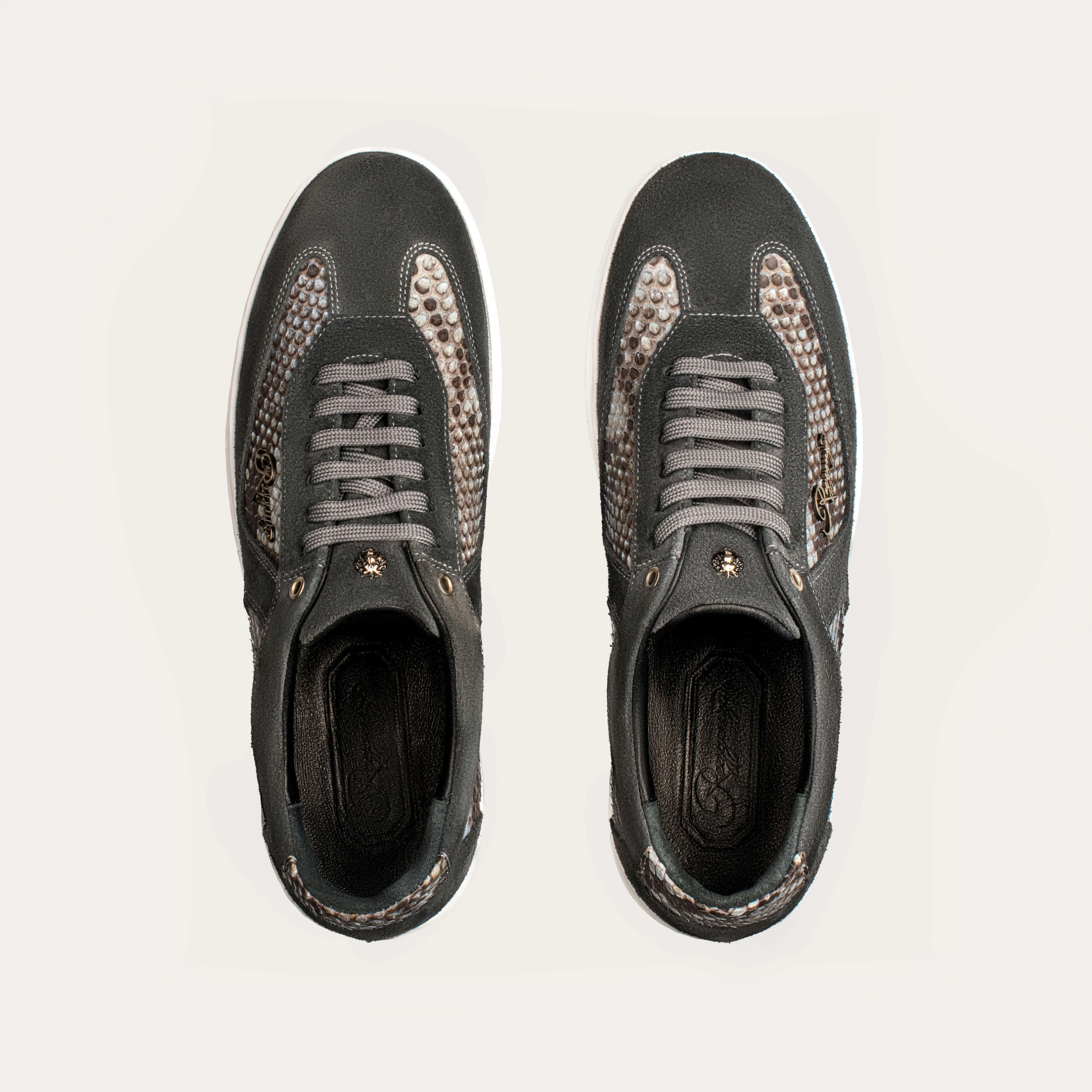 Suede & Python Leather Plimsoll Sneakers