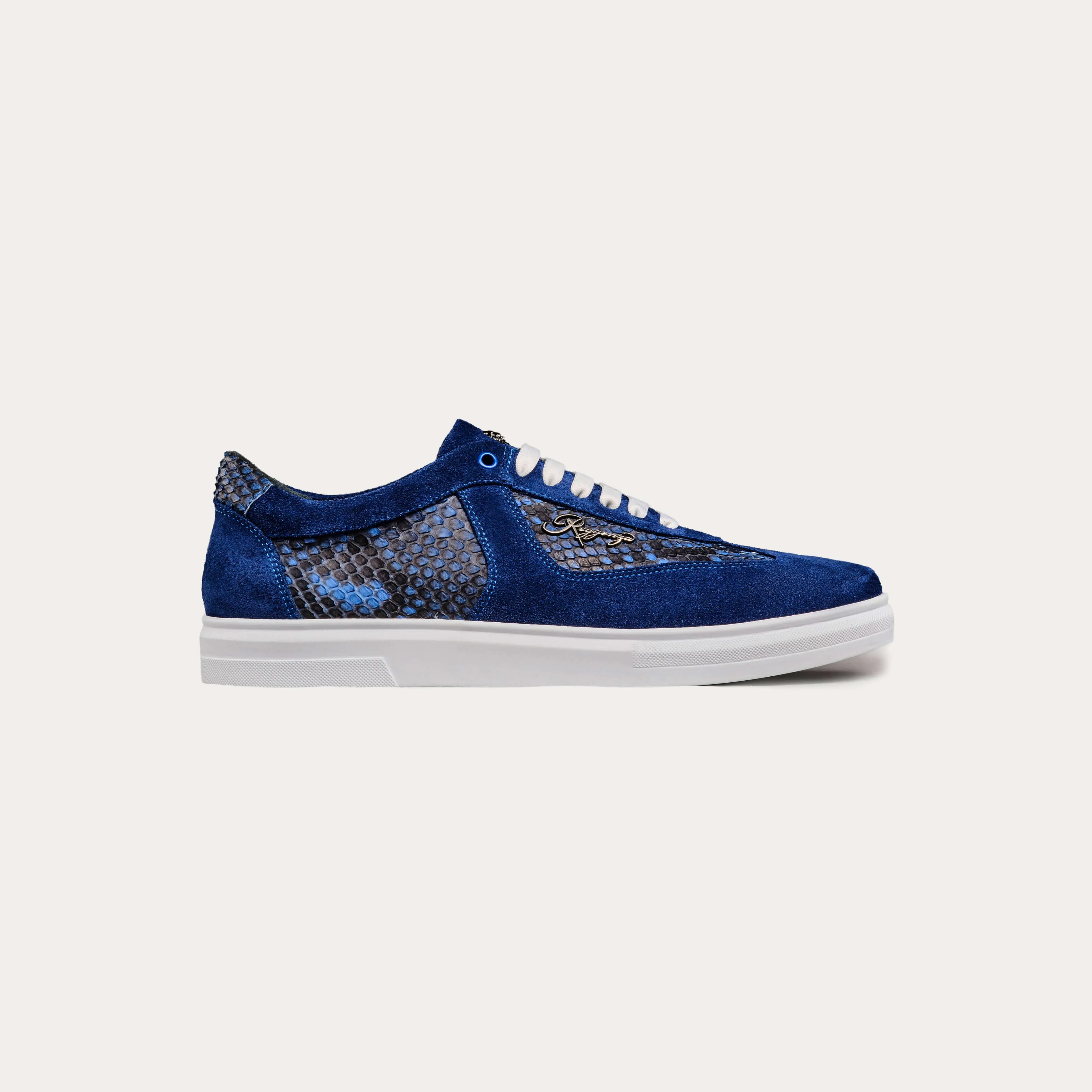 Suede & Python Leather Plimsoll Sneakers