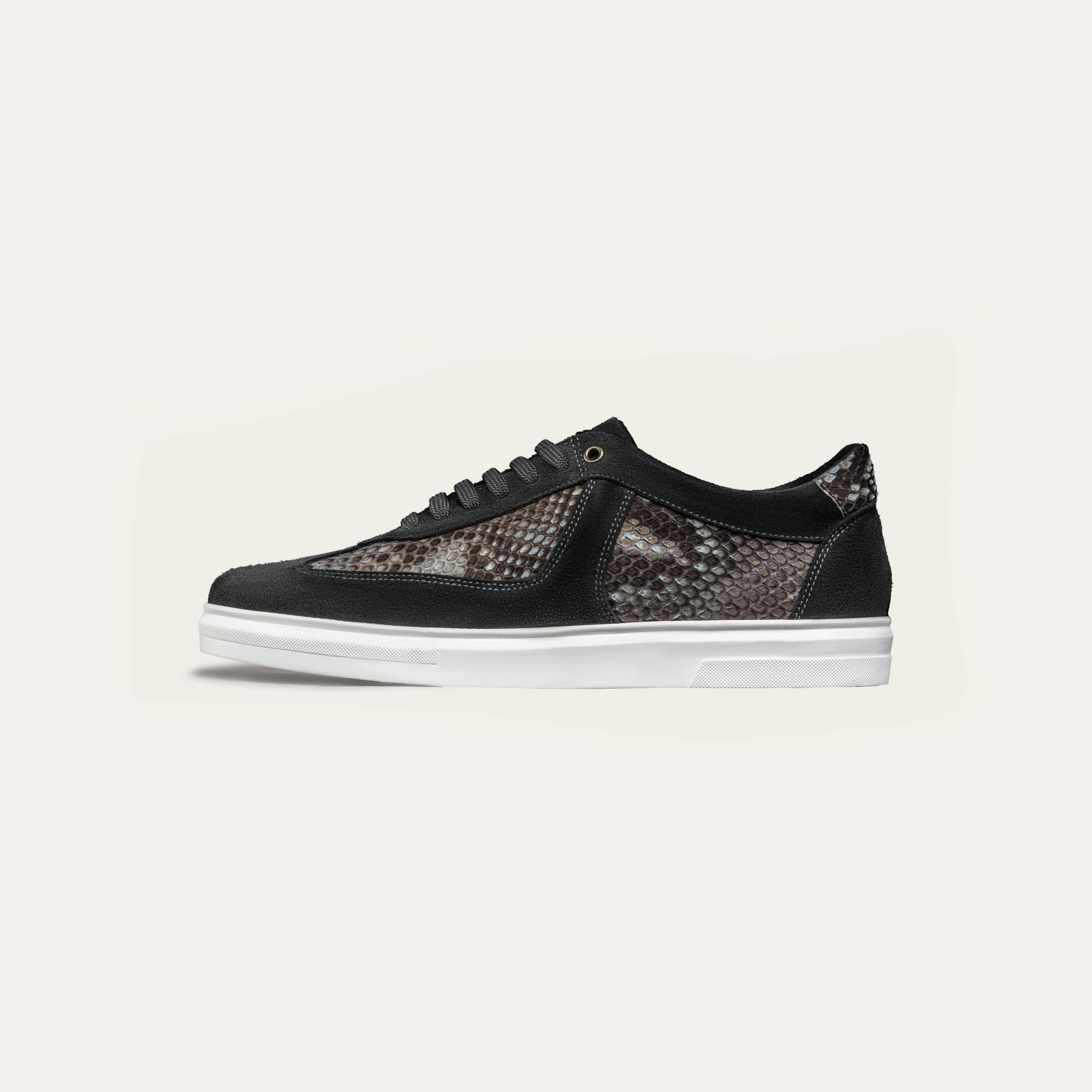 Suede & Python Leather Plimsoll Sneakers