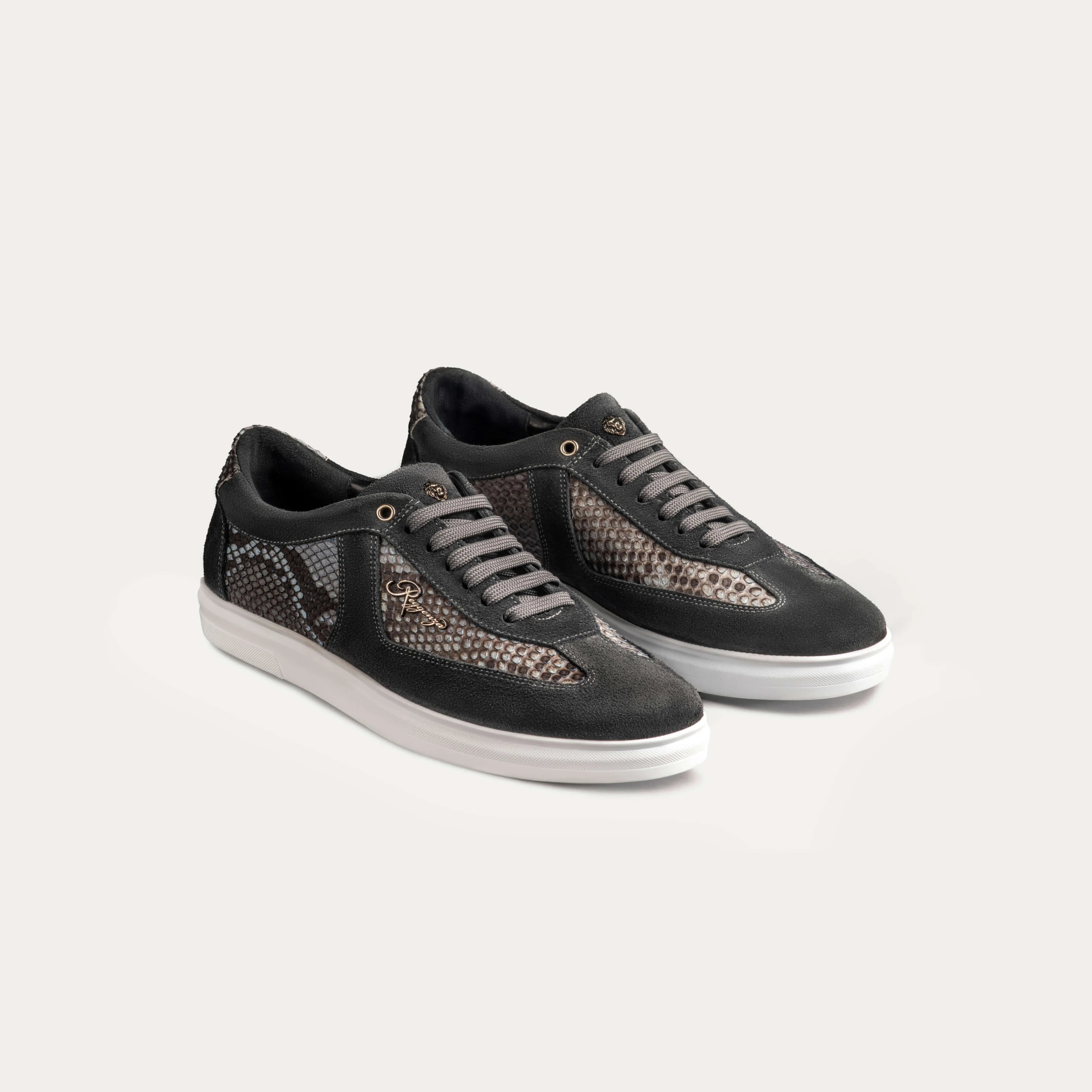 Suede & Python Leather Plimsoll Sneakers