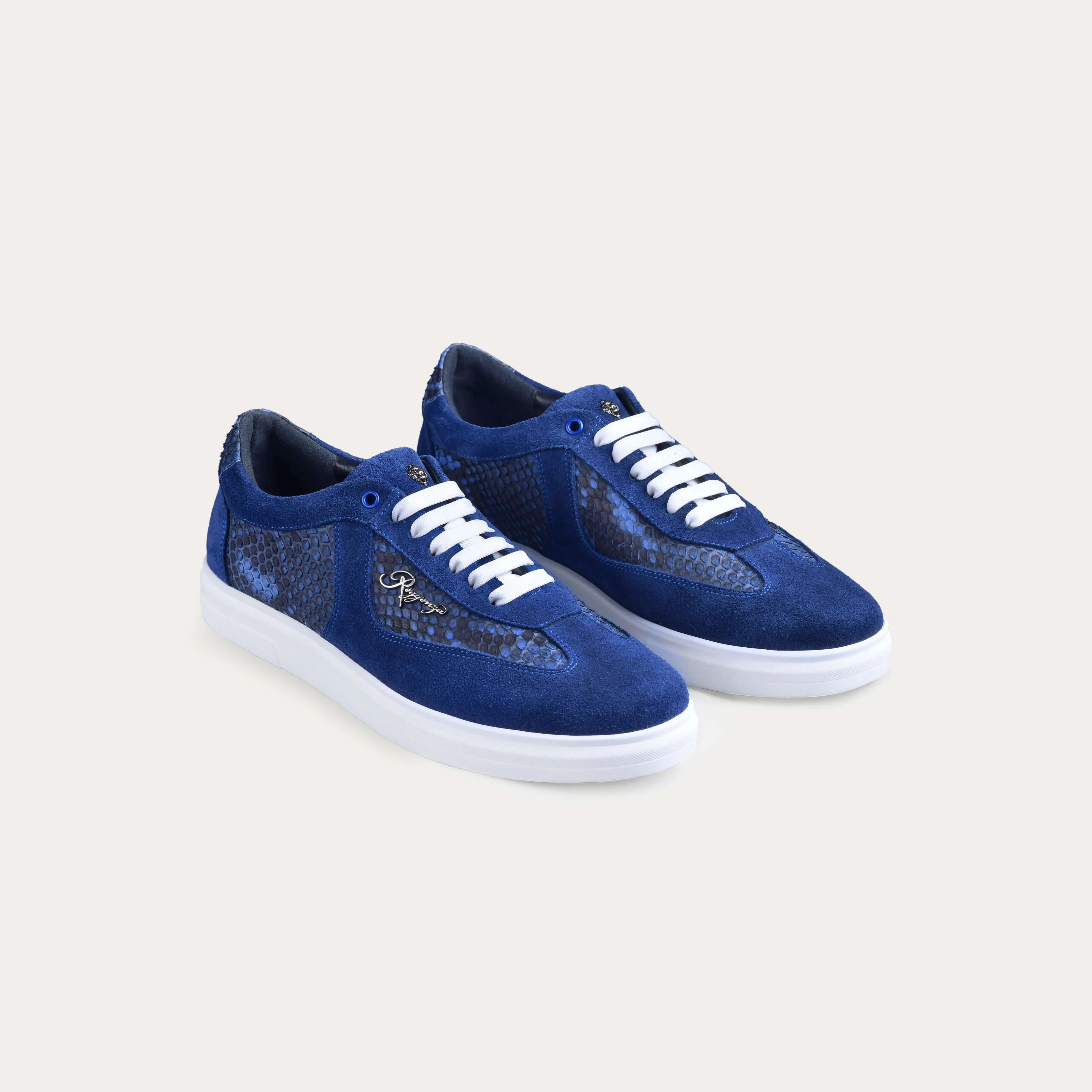 Suede & Python Leather Plimsoll Sneakers