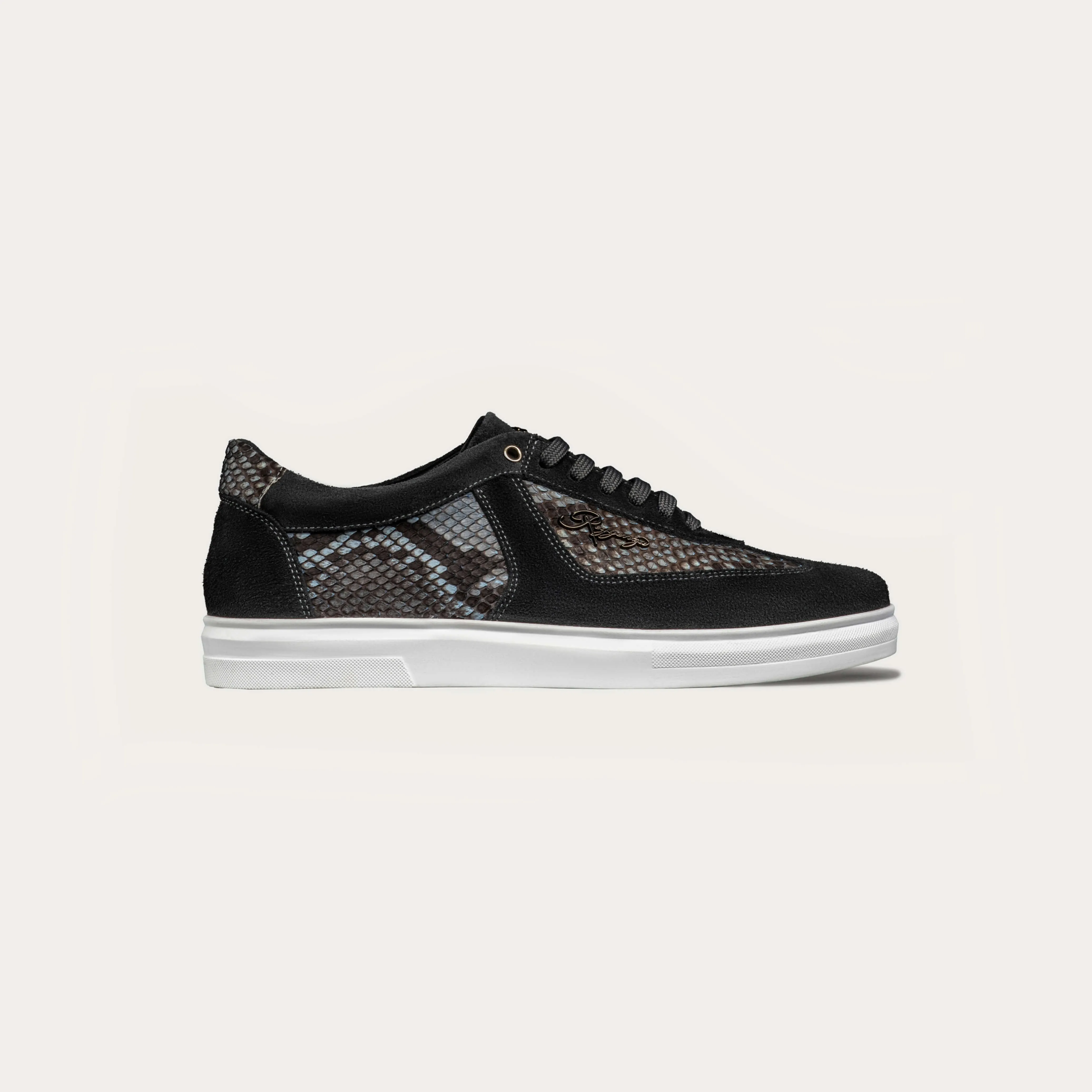 Suede & Python Leather Plimsoll Sneakers