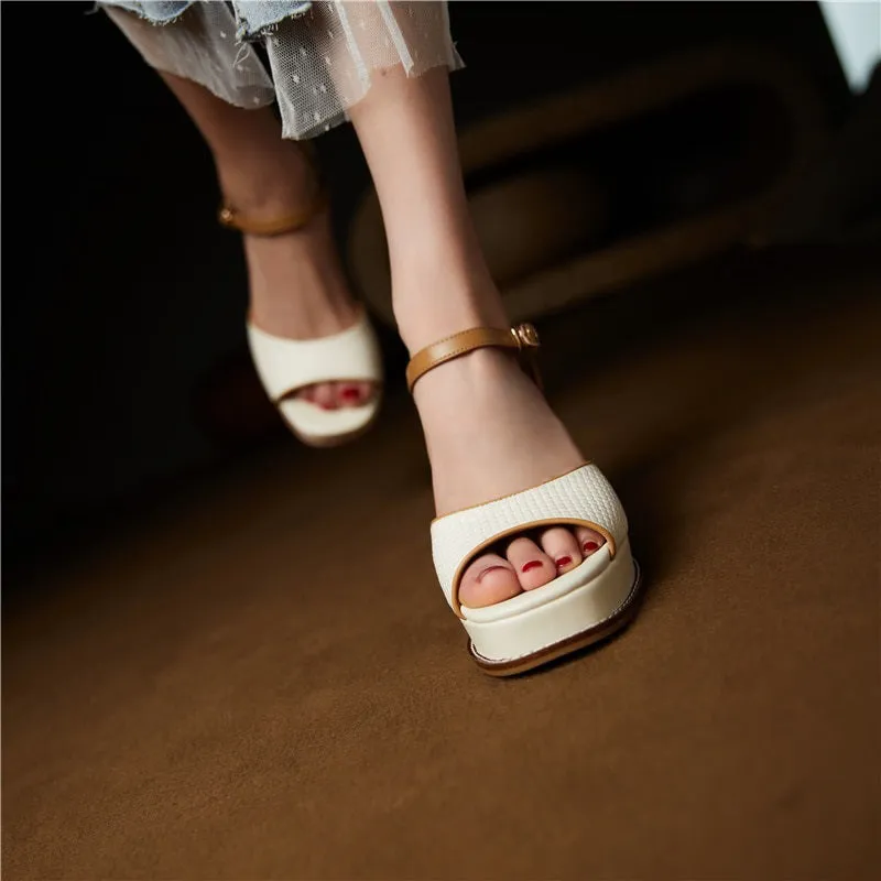 Summer Trend Weave Design Buckle Strap High Heeled Sandals