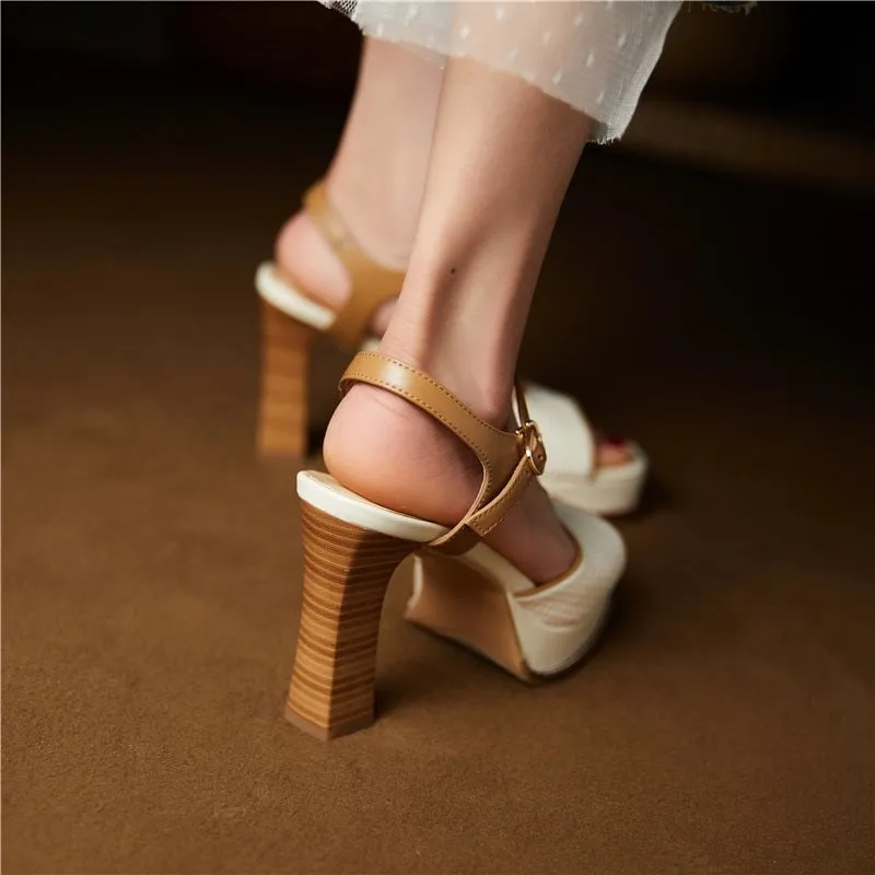 Summer Trend Weave Design Buckle Strap High Heeled Sandals