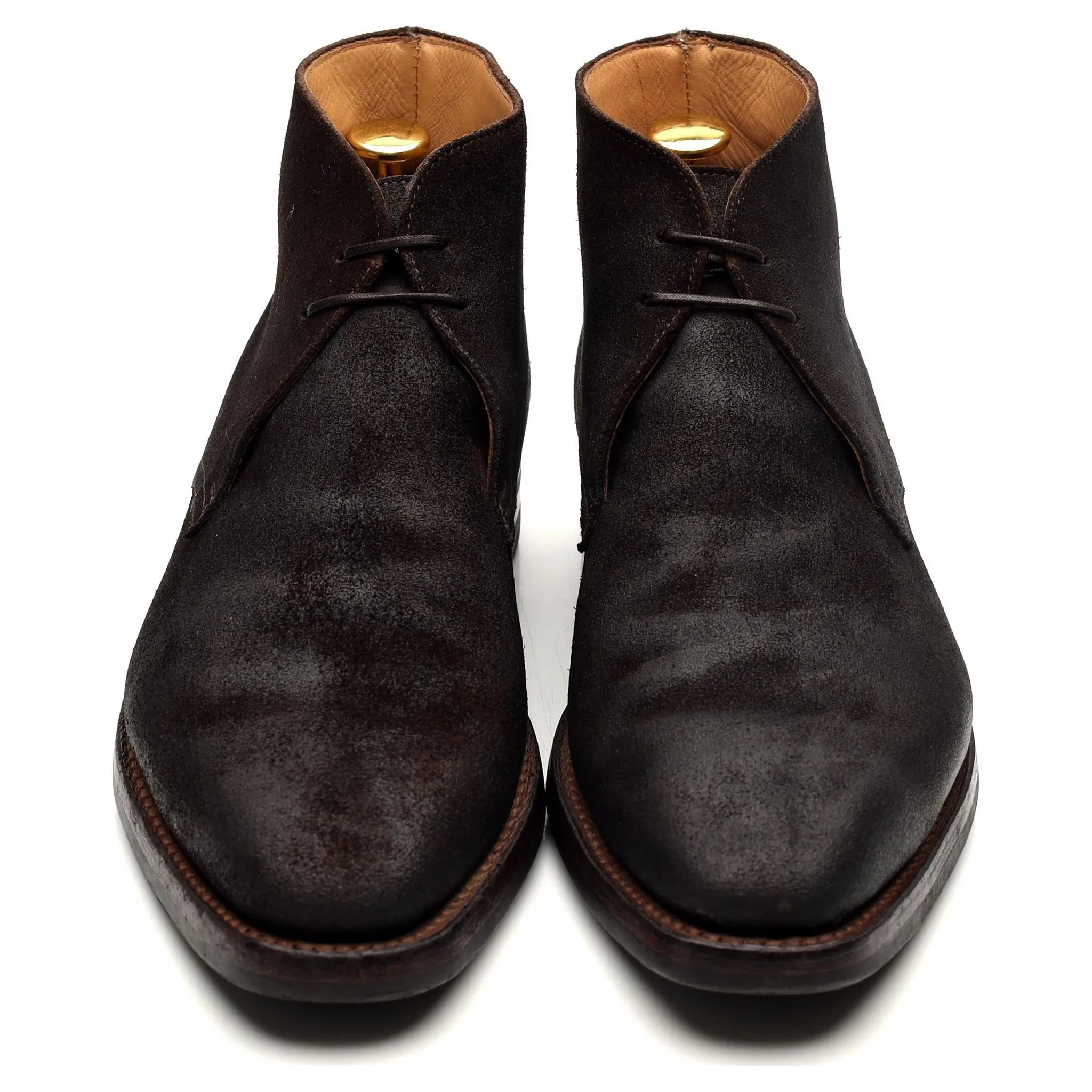 'Tetbury' Dark Brown Waxed Suede Chukka Boots UK 7 E