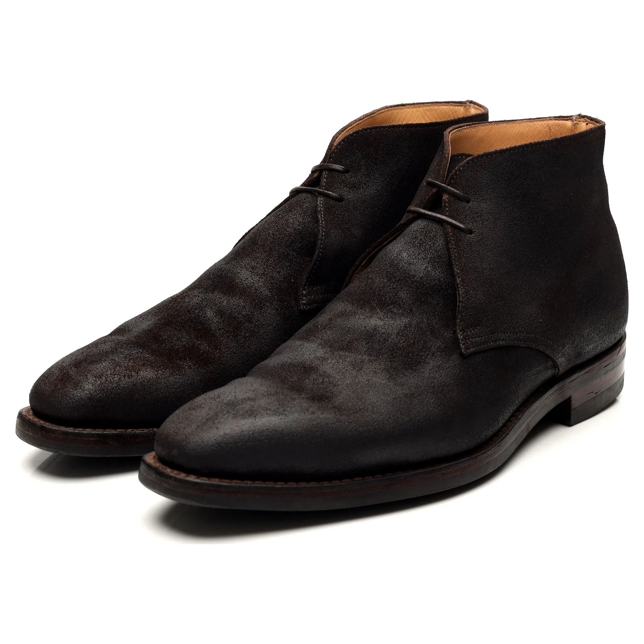 'Tetbury' Dark Brown Waxed Suede Chukka Boots UK 7 E