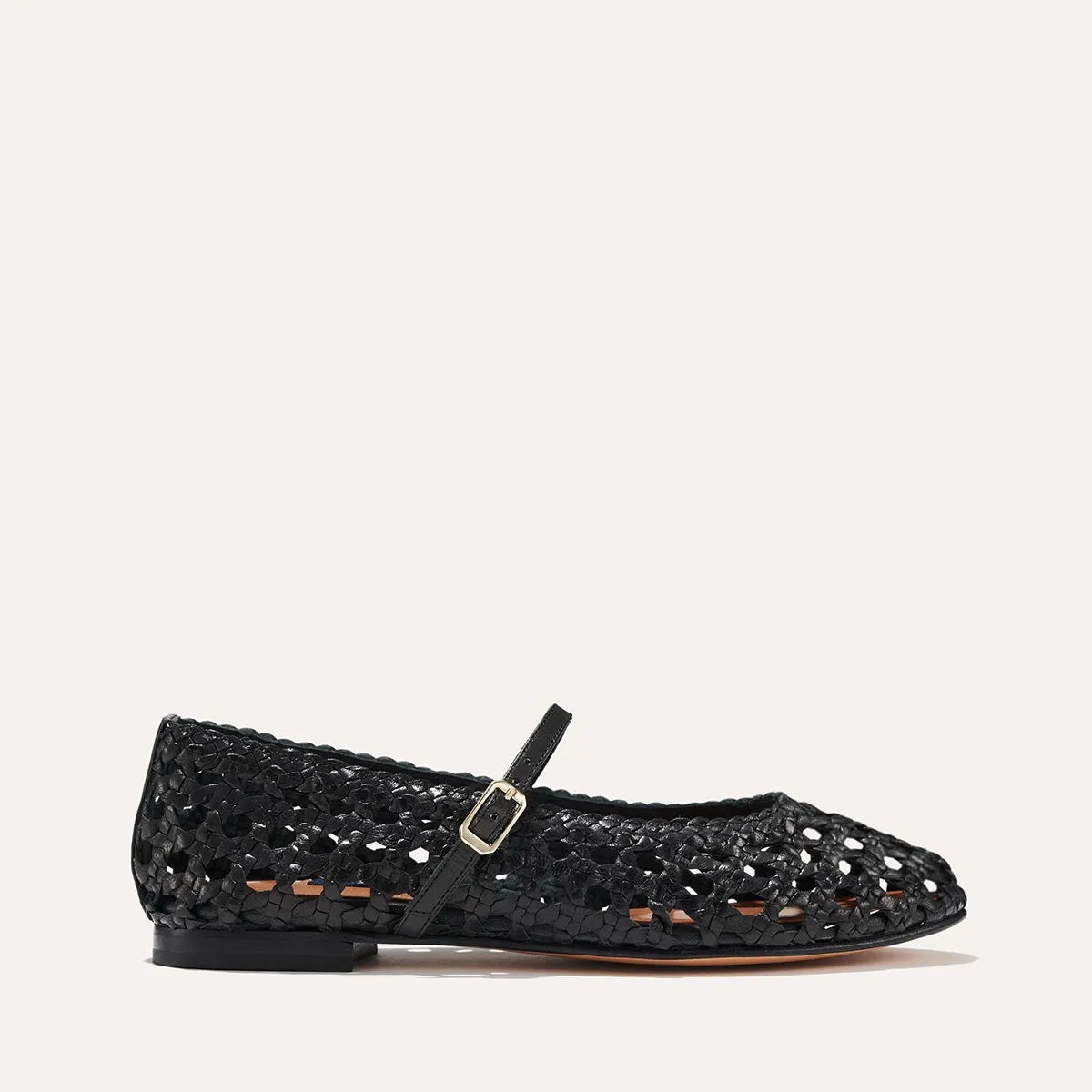 The Demi Jane - Black Woven Leather