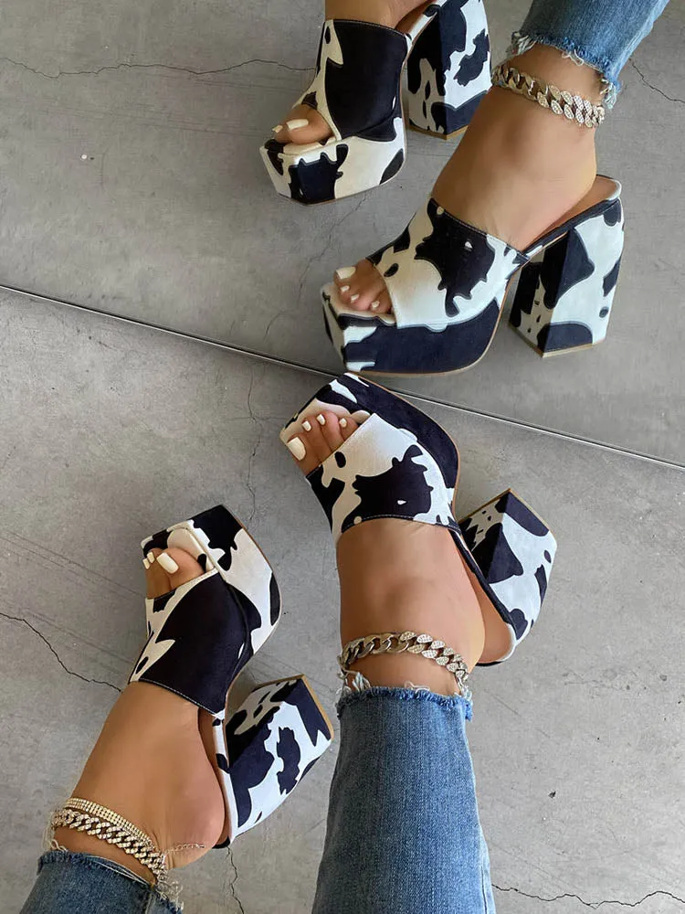 Toleet Printed Chunky Heeled Platform Sandals