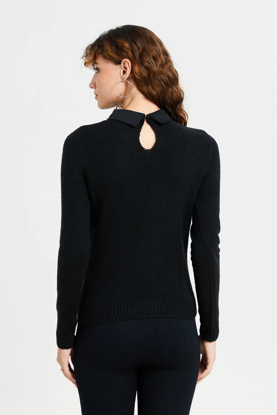 Women Black Embellished Pullover