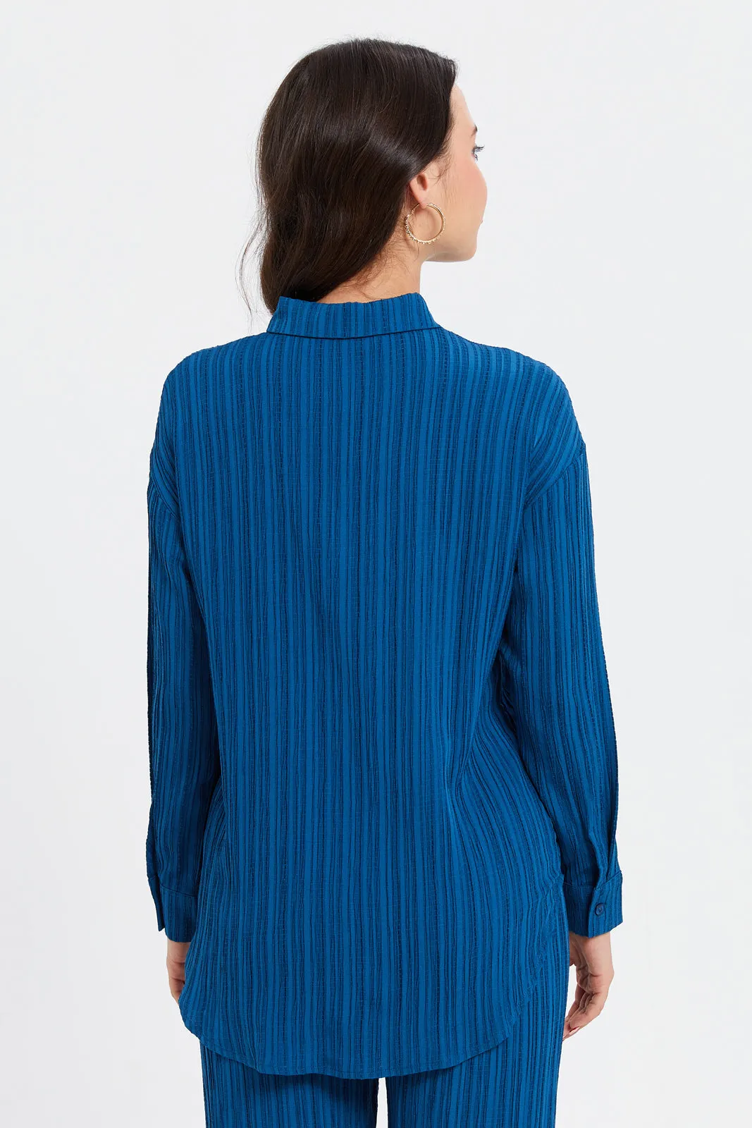 Women Blue Textured Shirt